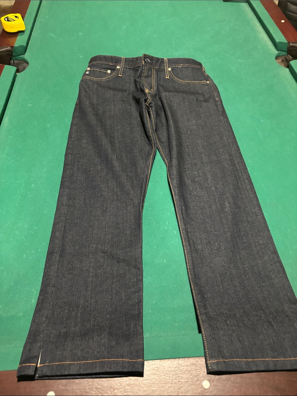 Ag Adriano Goldschmied Slim Straight Men's Dark Indigo Jeans with Gold Stitching